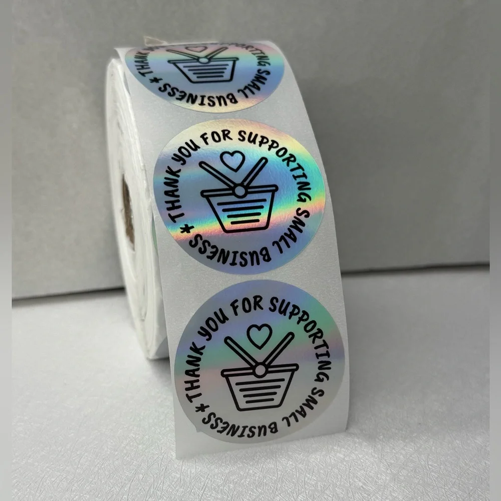 100pcs Thank You Stickers Holographic Small Business Labels 2”